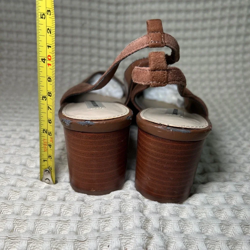 Saks Fifth Avenue Women Brown Pointed Toe Slingback Block Heel‎ Shoes Size 6